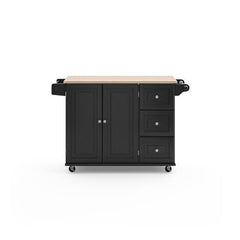 Kuhnhenn 53.5'' Wide Rolling Kitchen Cart with Solid Wood Top