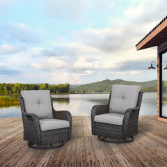 Wicker Rattan Swivel Patio Wicker Chairs (Set of 2)