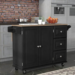 Kuhnhenn 53.5'' Wide Rolling Kitchen Cart with Solid Wood Top