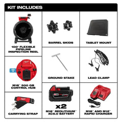 Milwaukee 2972-22 M18 18V 100’ Flexible Pipeline Inspection System Kit