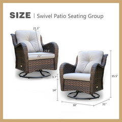 Linkwood Rocking Swivel Patio Chair with Cushions (Set of 2)