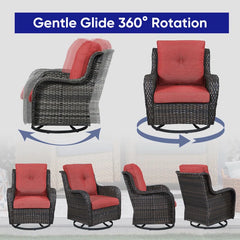 Wicker Rattan Swivel Patio Wicker Chairs (Set of 2)