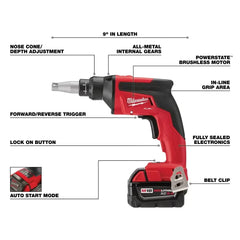 Milwaukee 2866-22 M18 FUEL 18V 5.0Ah Auto Start Drywall Screw Gun Kit