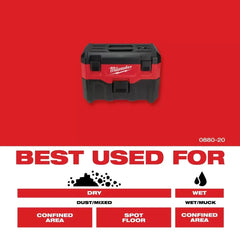 Milwaukee 0880-20 M18 18V Wet/Dry Vacuum w/ Crevice Tool - Bare Tool