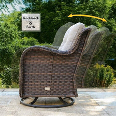 Linkwood Rocking Swivel Patio Chair with Cushions (Set of 2)