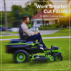 60V Cordless Zero Turn Riding Lawn Mower with 6 Batteries and Charger