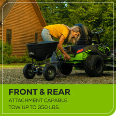 60V Cordless Riding Lawn Mower with Six Batteries and Wall Charger