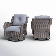 Linkwood Rocking Swivel Patio Chair with Cushions (Set of 2)