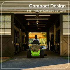 60V Cordless Riding Lawn Mower with Four Batteries and Wall Charger
