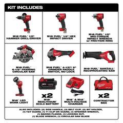 🔥Milwaukee 3697-27 M18 FUEL 18V 7 Tool Cordless Lithium-Ion Combo Kit