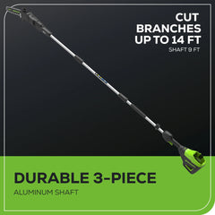 80V Cordless Pole Saw with 14-Foot Reach, 2.0Ah Battery and Charger
