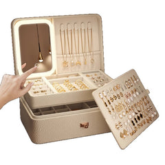 Built-in LED Light Makeup Mirror Jewelry Box