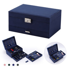 Vintage Premium Velvet Jewelry Box with Lock
