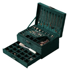 Vintage Premium Velvet Jewelry Box with Lock