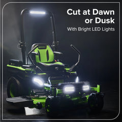60V Cordless Zero Turn Riding Lawn Mower with 6 Batteries and Charger