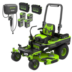 60V Electric Riding Lawn Mower with 6 Batteries and Wall Charger