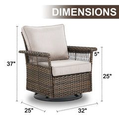 Swivel Patio Chair with Cushions