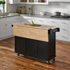 Kuhnhenn 53.5'' Wide Rolling Kitchen Cart with Solid Wood Top
