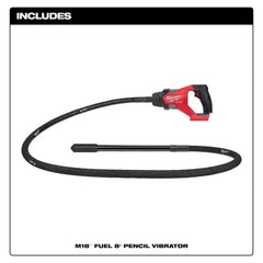 Milwaukee 2911-20 M18 FUEL 18V 8' Concrete Pencil Vibrator - Bare Tool