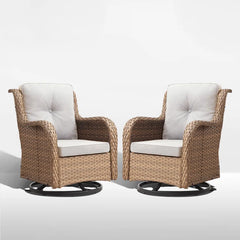 Wicker Rattan Swivel Patio Wicker Chairs (Set of 2)