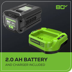 80V Cordless Pole Saw with 14-Foot Reach, 2.0Ah Battery and Charger