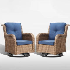Wicker Rattan Swivel Patio Wicker Chairs (Set of 2)