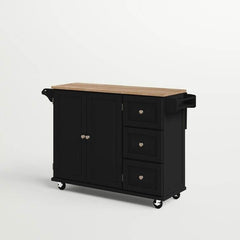 Kuhnhenn 53.5'' Wide Rolling Kitchen Cart with Solid Wood Top