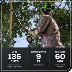 80V Cordless Pole Saw with 14-Foot Reach, 2.0Ah Battery and Charger