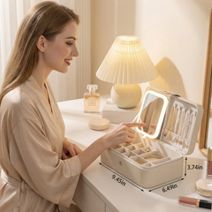 Built-in LED Light Makeup Mirror Jewelry Box