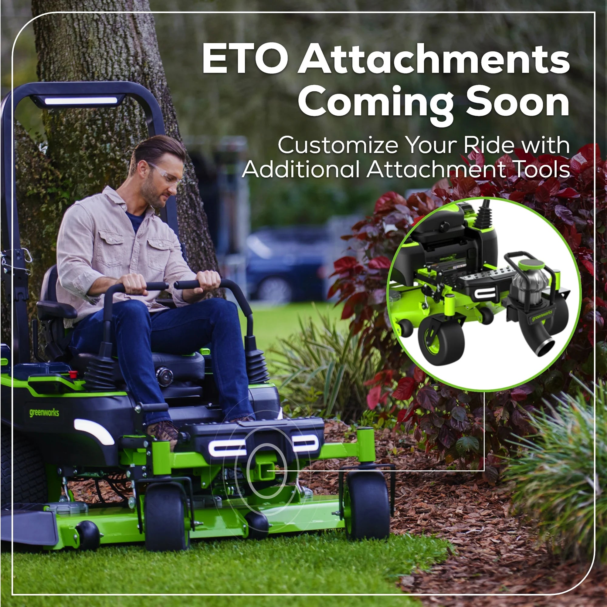 60V Cordless Zero Turn Riding Lawn Mower with 6 Batteries and Charger