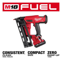 Milwaukee 2841-21CT M18 FUEL 18V 16 Guage Cordless Angled Finish Nailer Kit