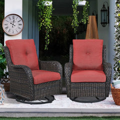 Wicker Rattan Swivel Patio Wicker Chairs (Set of 2)