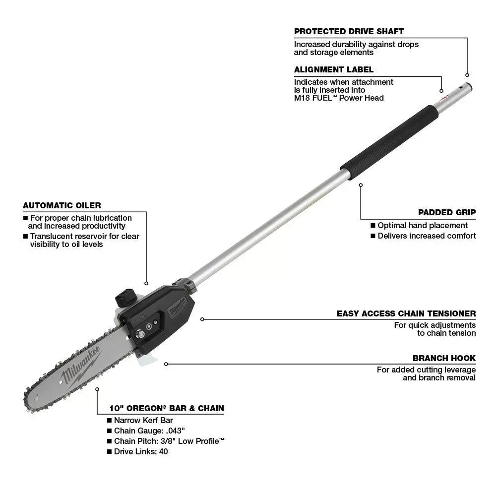 Milwaukee 2825-21STP M18 FUEL Cordless String Trimmer/Pole Saw Attachment Combo