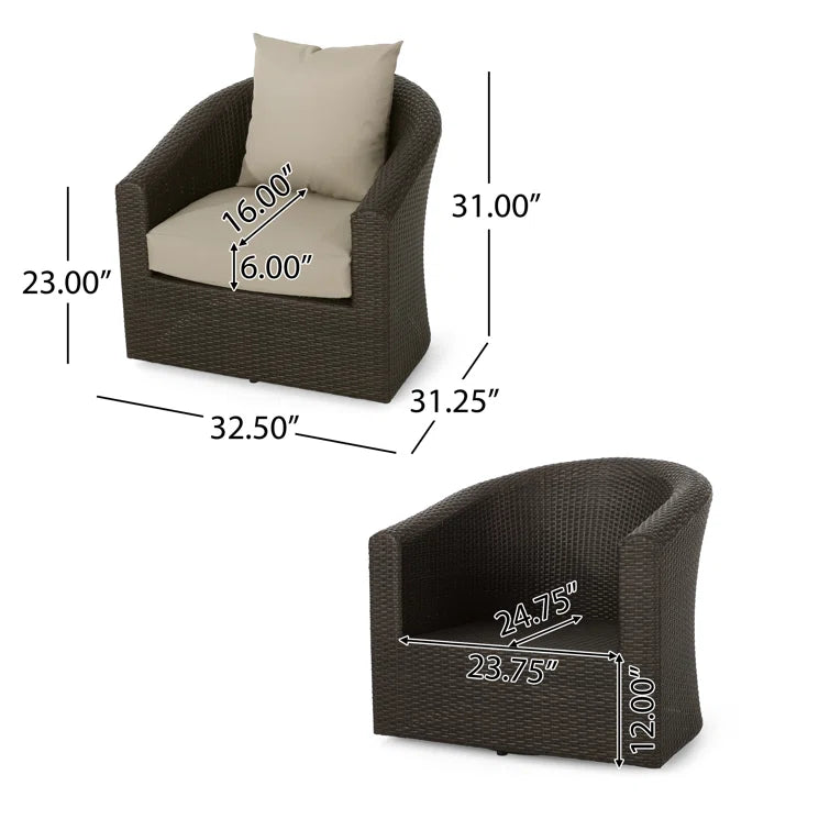 Dierdre Swivel Patio Chair with Cushions