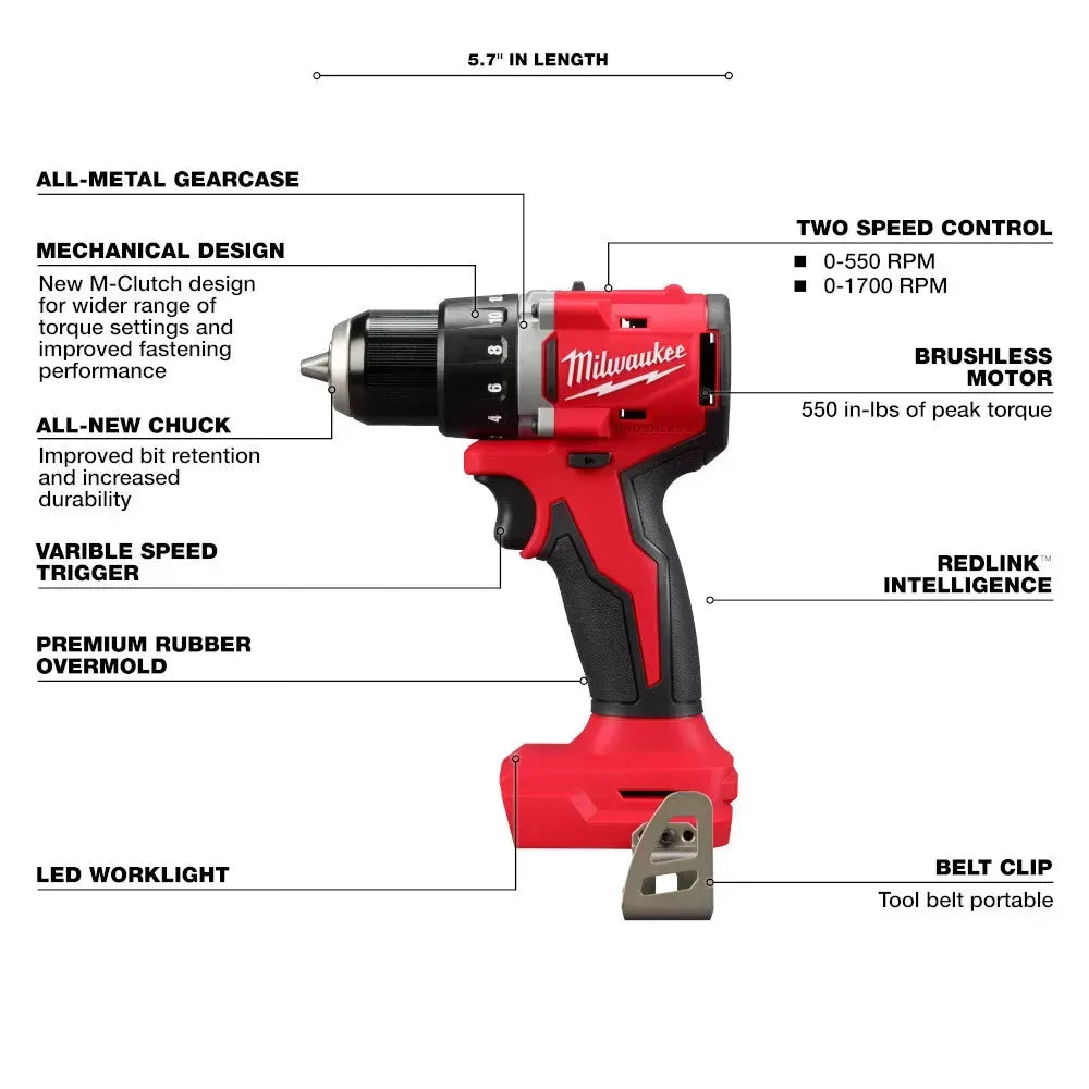 Milwaukee Pre-Sale Pre-Sale 3601-20 M18 18V 1/2" Compact Brushless Drill Driver - Bare Tool
