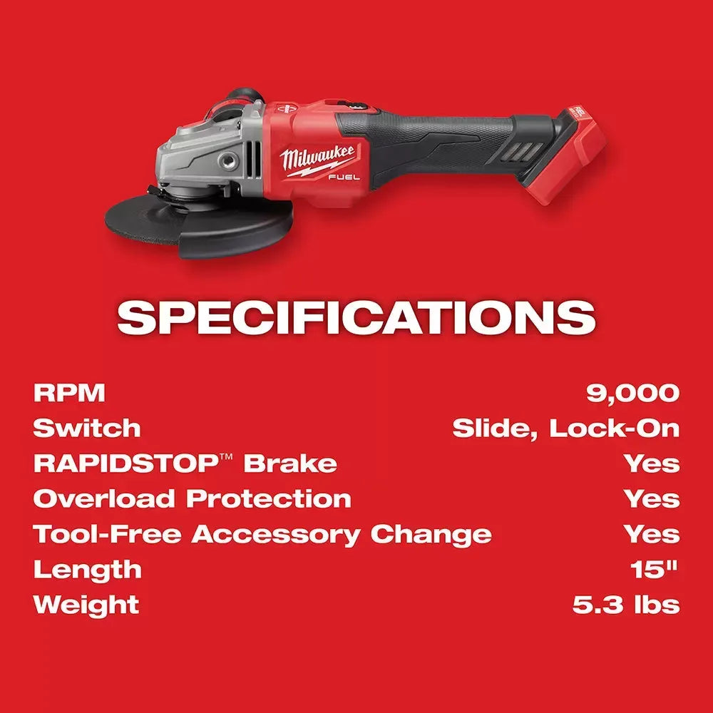 Milwaukee Pre-Sale 2981-20 M18 FUEL 18V 4-1/2 - 6 Inch Slide Switch Grinder, Bare Tool