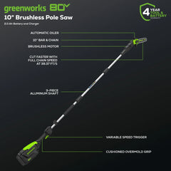 80V Cordless Pole Saw with 14-Foot Reach, 2.0Ah Battery and Charger