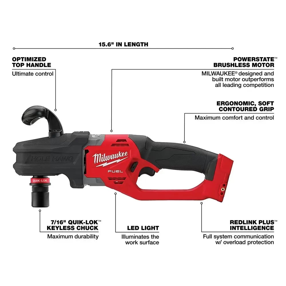 Milwaukee Pre-Sale 2808-20 M18 FUEL HOLE HAWG Right Angle Drill w/ QUIK-LOK - Bare Tool