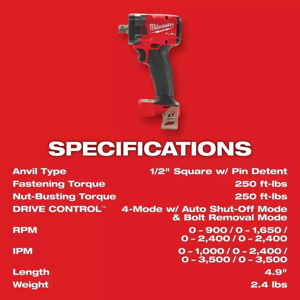 Milwaukee Pre-Sale 2855P-20 M18 FUEL 18V 1/2" Impact Wrench w/ Pin Detent - Bare Tool