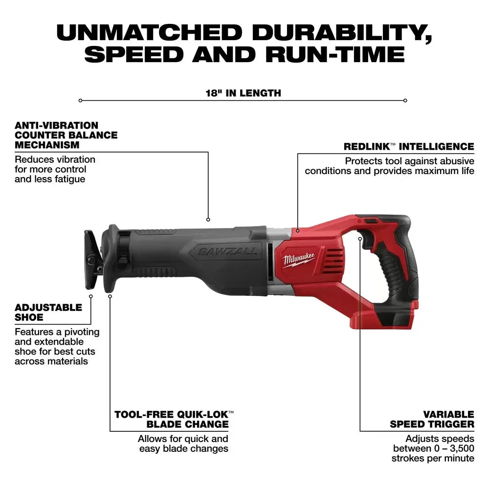 Milwaukee 2696-24 M18 18V Cordless Power Lithium-Ion 4-Tool Combo Kit