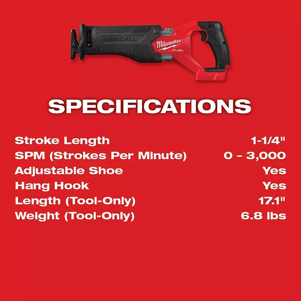 Milwaukee 2732-20 M18 FUEL 18V 7-1/4" Circular Saw w/ SAWZALL Reciprocating Saw
