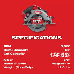 Milwaukee 2732-20 M18 FUEL 18V 7-1/4" Circular Saw w/ SAWZALL Reciprocating Saw