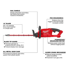 Milwaukee 3001-20 M18 FUEL 18" Ergonomic Cordless Hedge Trimmer - Bare Tool