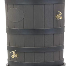 50 Gallon Rain Barrel - Decorative Stone Texture Rainwater Collection Barrel with Brass Spigots