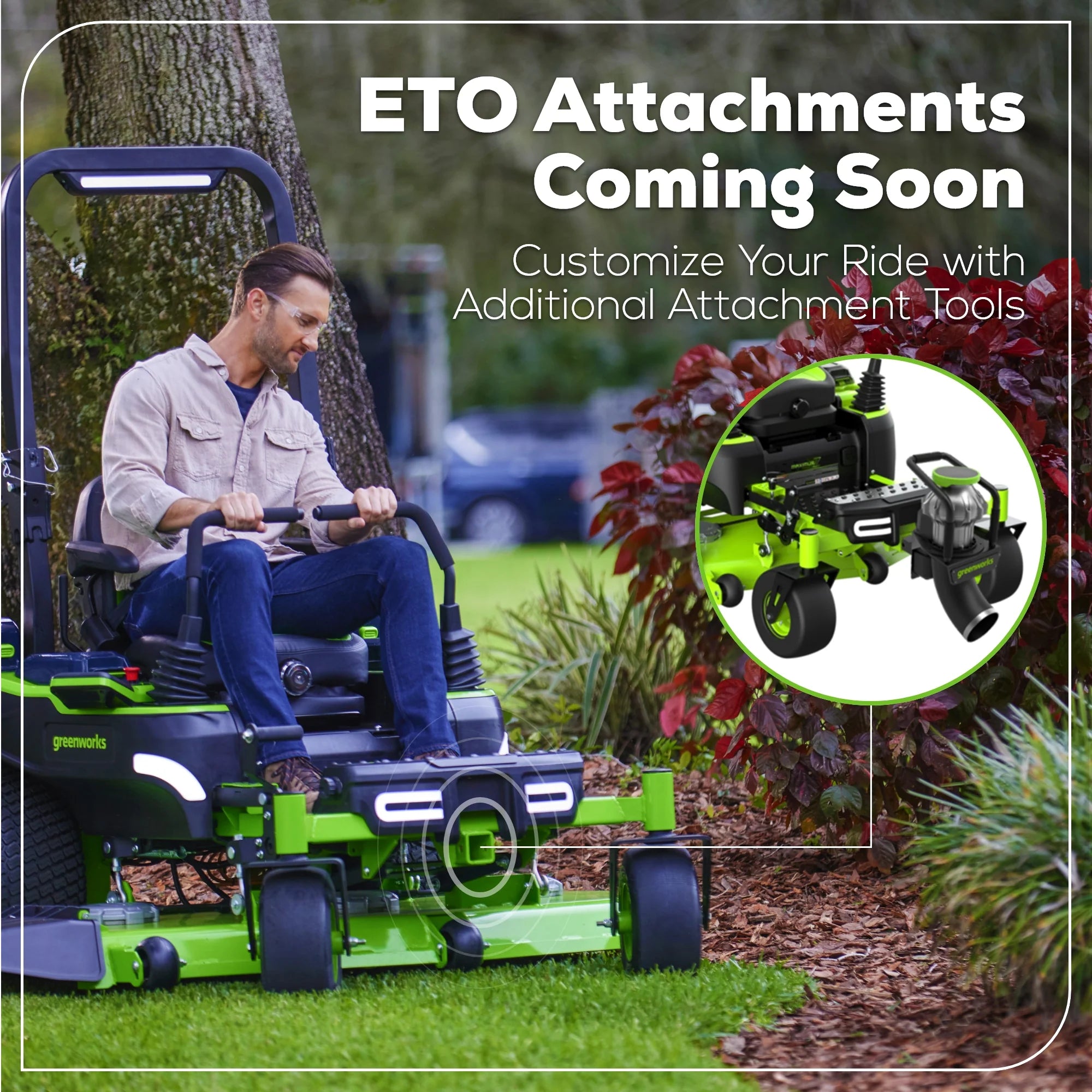 80V Cordless Electric Riding Lawn Mower with 6 Batteries and Wall Charger