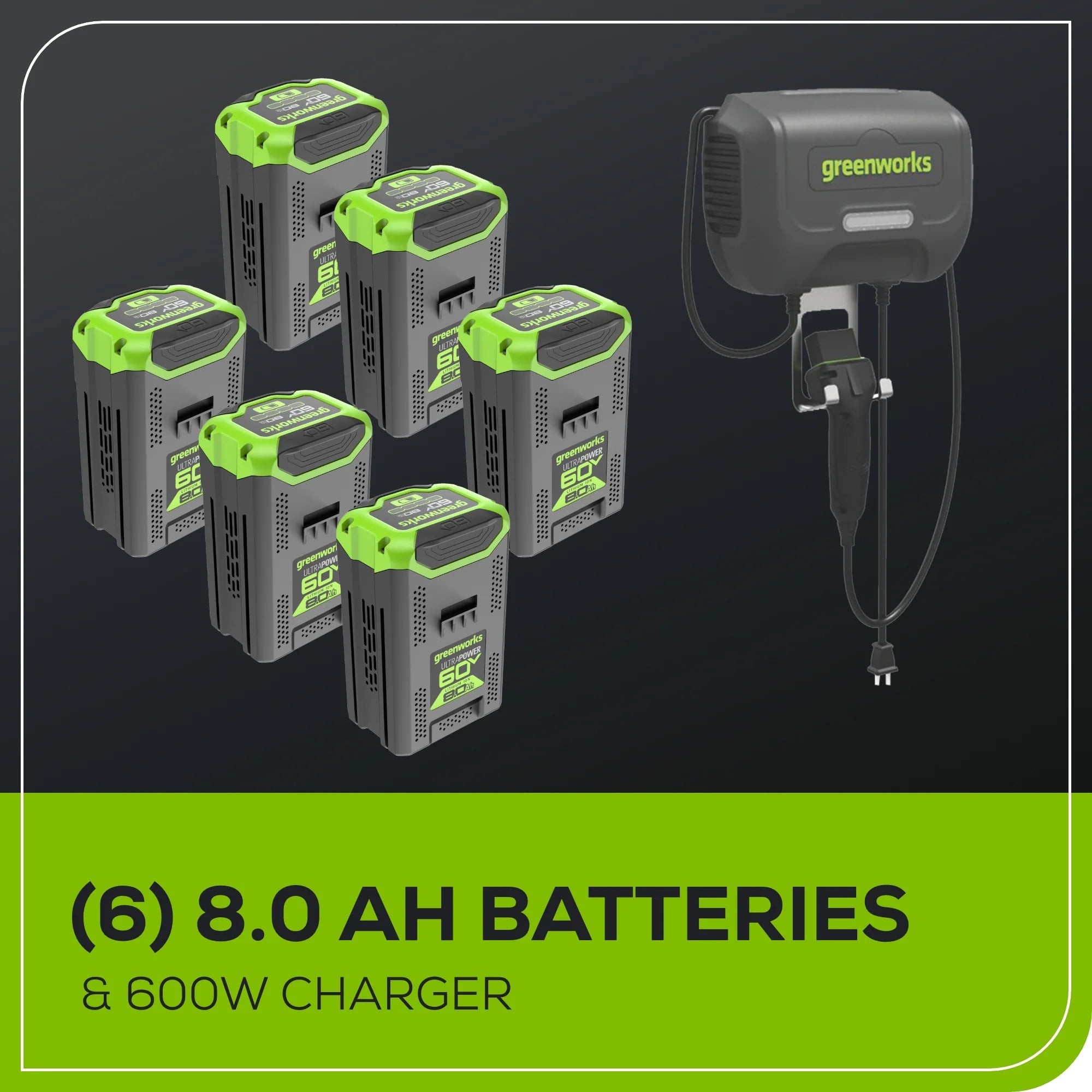 60V Cordless Riding Lawn Mower with Six Batteries and Wall Charger