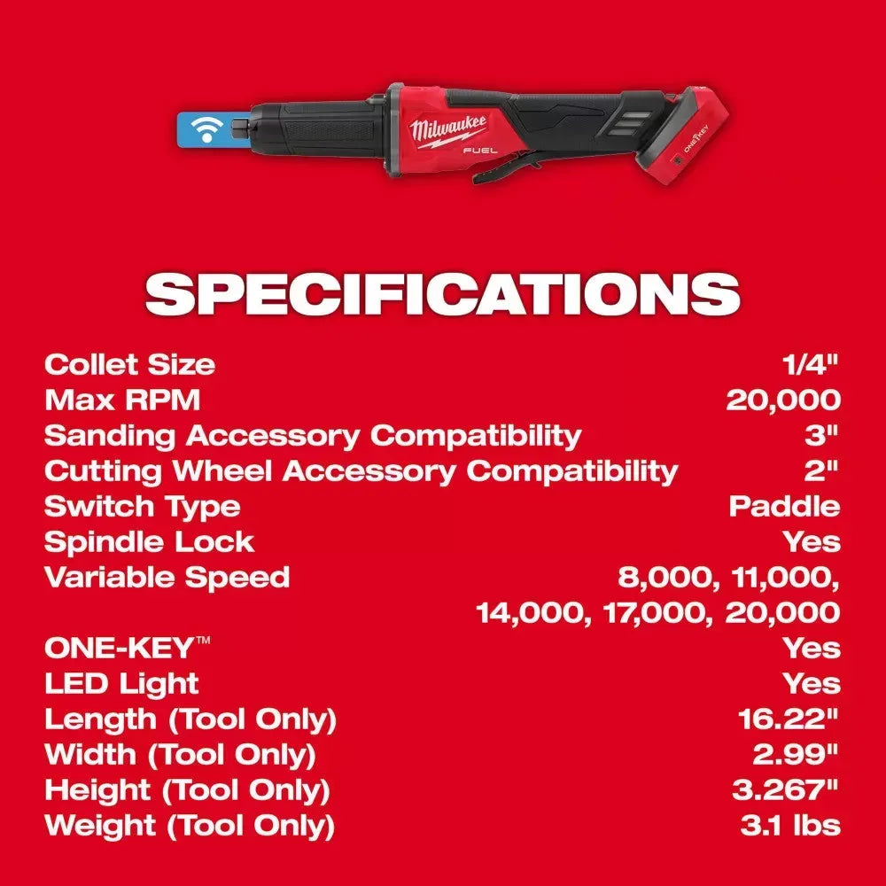 Milwaukee Pre-Sale 2984-20 M18 FUEL 18V Braking Die Grinder w/ Paddle Switch - Bare Tool