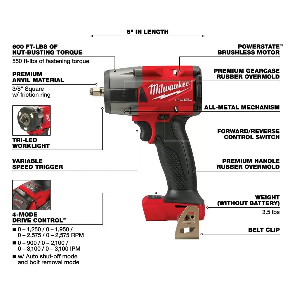 Milwaukee Pre-Sale 2960-20 M18 FUEL 18V 3/8" Cordless Mid-Torque Impact Wrench -Bare Tool