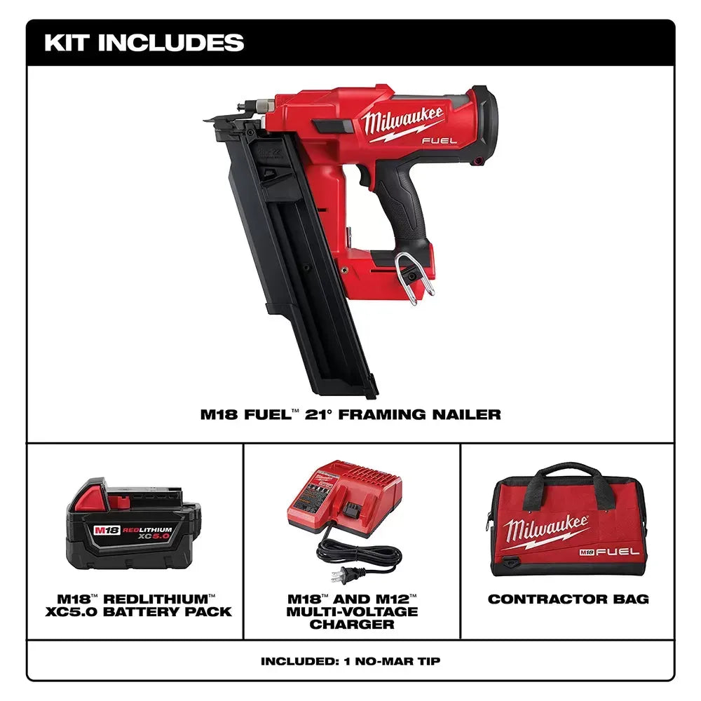 Milwaukee 2745-21 M18 FUEL 18V 30 Degree Lithium-Ion Cordless Framing Nailer Kit