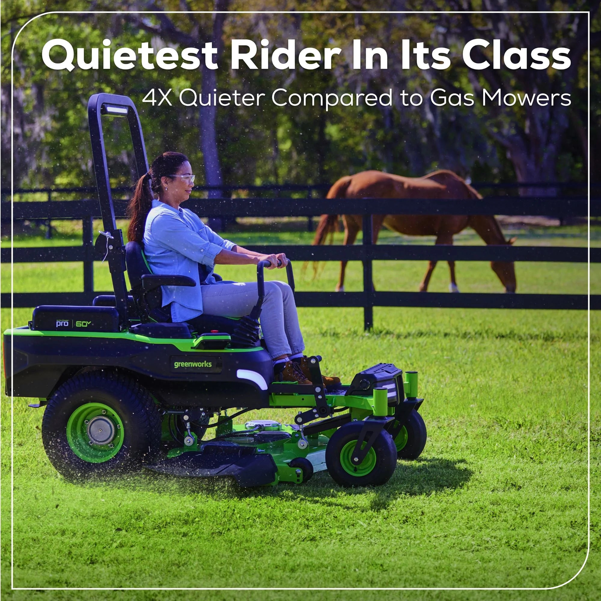 60V Electric Riding Lawn Mower with 6 Batteries and Wall Charger
